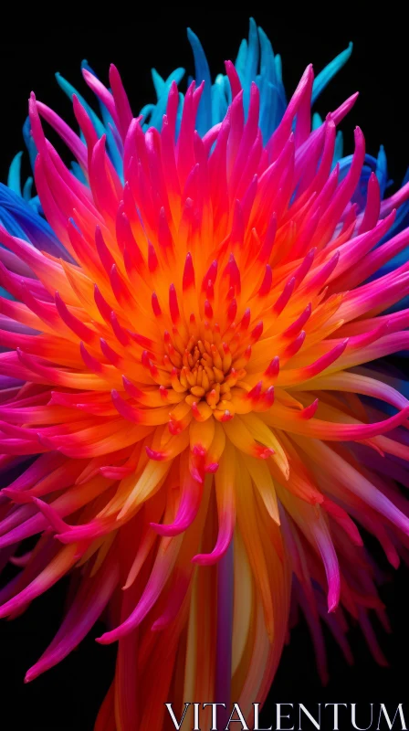 Radiant Flower with Vibrant Hues on a Black Background