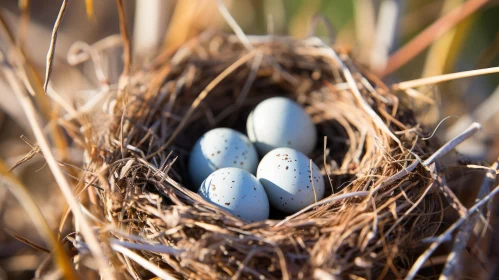 Southern Countryside Style: Bird Nest with Blue Eggs