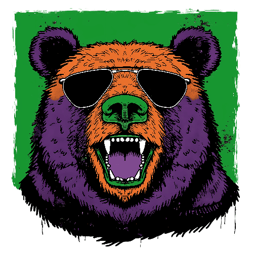 Unique Bear Illustration with Grunge Background