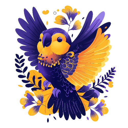 Vector Illustration of a Purple and Yellow Parrot