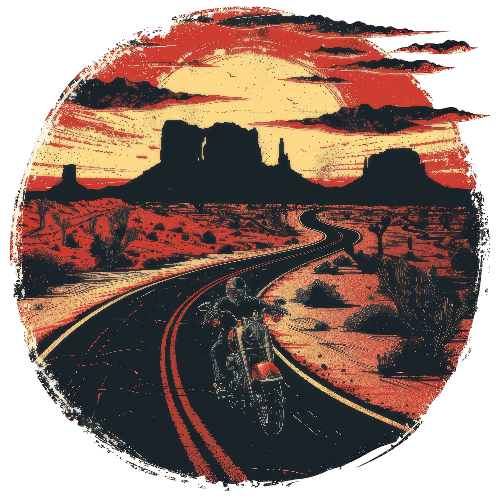 Vintage Motorcycle Desert Ride at Sunset
