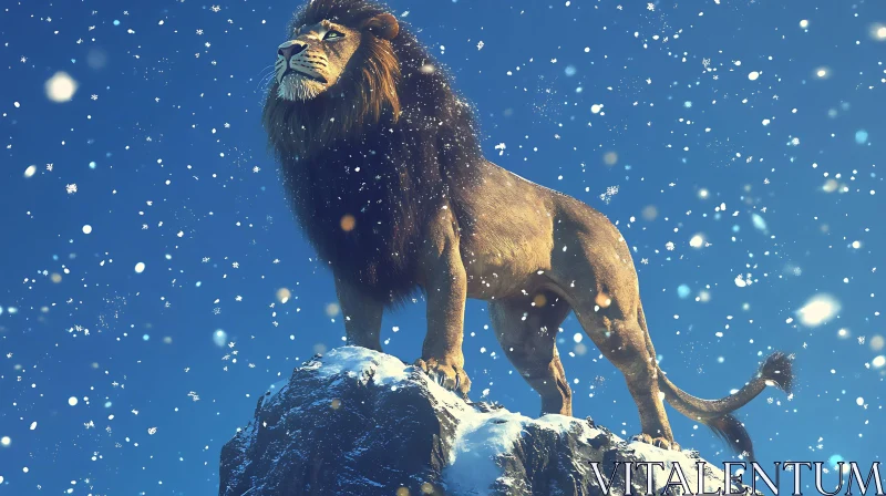 Winter Lion AI Image