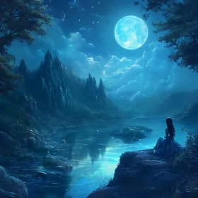 Night's Embrace: Solitude by the Water's Edge