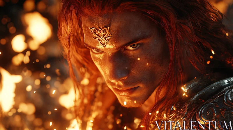 AI ART Man with Red Hair and Fire Sparks