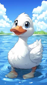 Joyful Duck in Nature Setting
