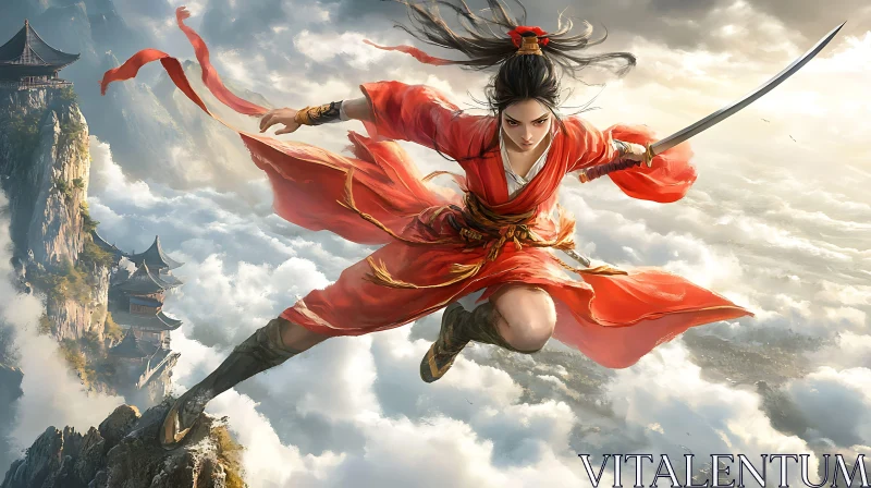 AI ART Female Warrior with Sword