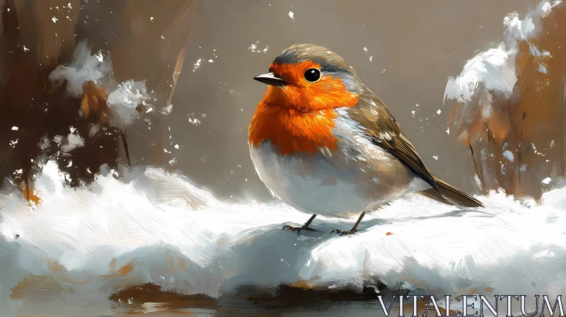 AI ART Winter Robin Artwork