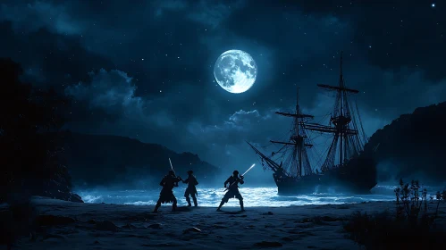 Nighttime Sword Fight on the Beach