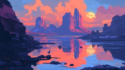 Tranquil Mountain Sunset Landscape