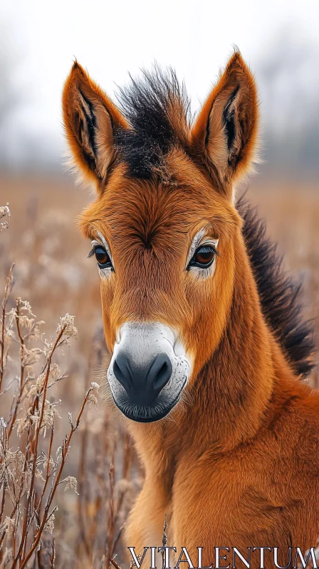 Young Horse Portrait in the Wild AI Image