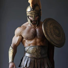 Ancient Warrior with Shield and Helmet