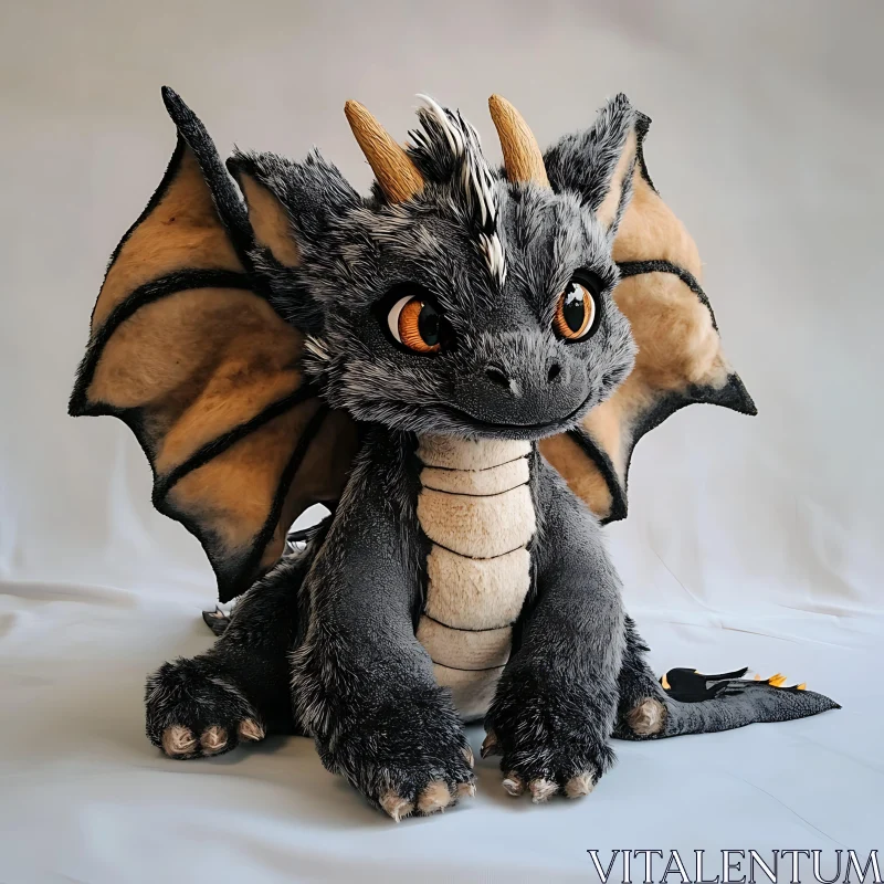 AI ART Adorable Plush Dragon with Amber Eyes