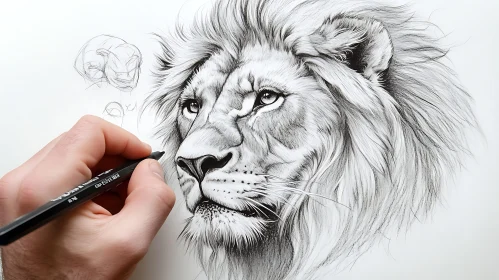 Monochrome Lion Drawing