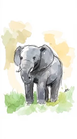 Elephant Illustration in Watercolor