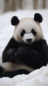 Panda Embraced by Snow