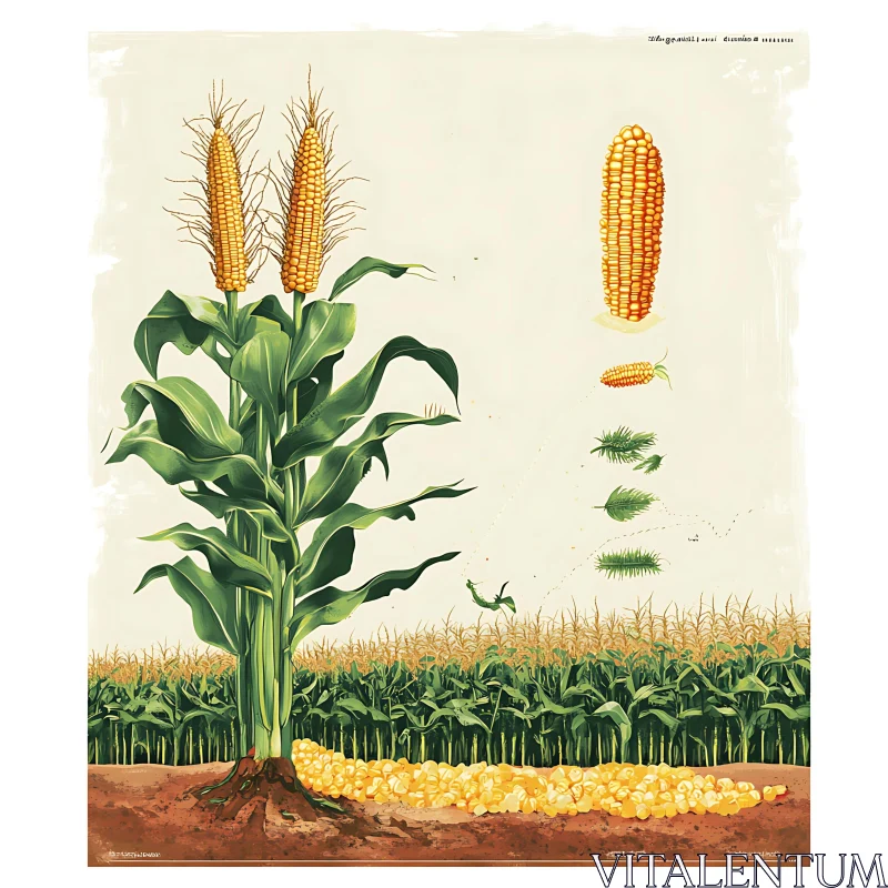 Corn Plant Growth Stages Illustration AI Image