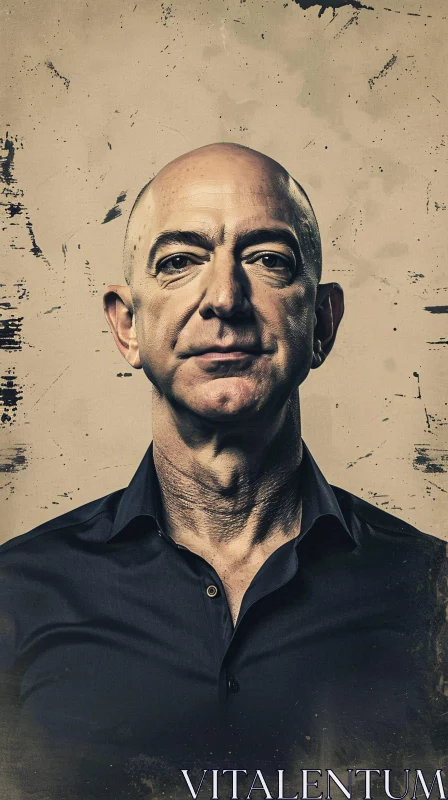 Jeff Bezos in a Dark Shirt AI Image