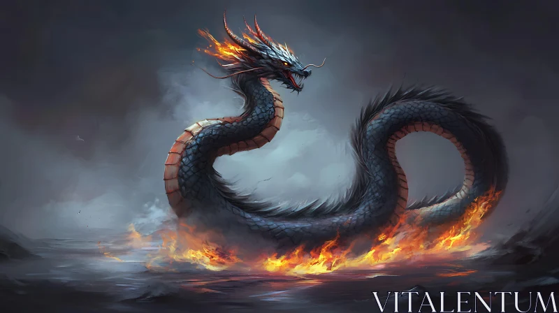 AI ART Sea Dragon in Flames