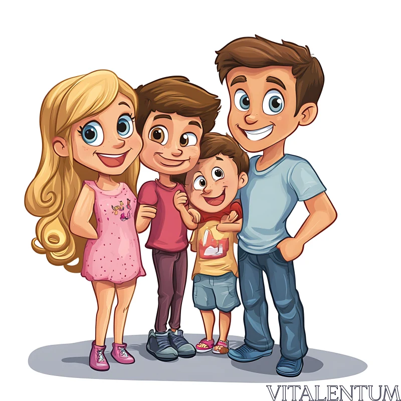 AI ART Cartoon Family Portrait