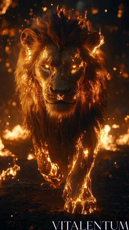 AI ART Lion Ablaze