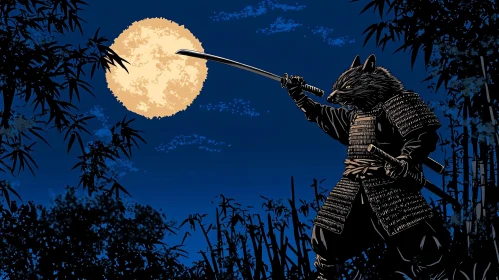 Night Warrior Wolf Samurai