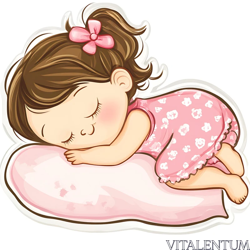 AI ART Sleeping Baby Cartoon Illustration