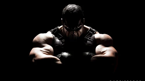 Dark Portrait of a Masked Muscle Man