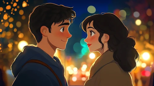 Romantic Cartoon Couple