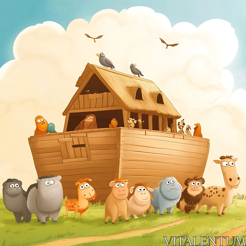 Whimsical Animal Ark Scene AI Image