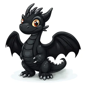 Cartoon of a Cute Black Dragon