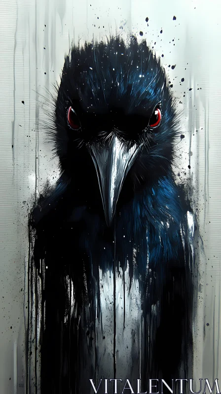 Artistic Crow with Ink Splashes AI Image