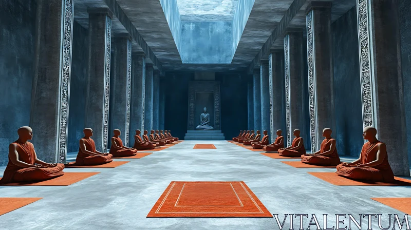 Temple Meditation AI Image