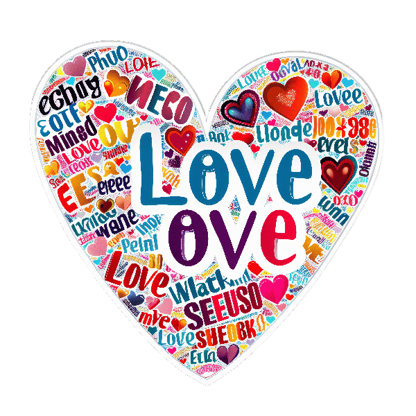 Vibrant Heart Words Art POD Design