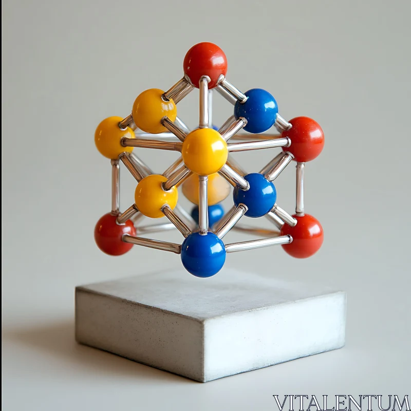 AI ART Abstract Atomic Model on Square Base