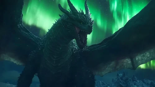 Dragon Roaring in Northern Lights