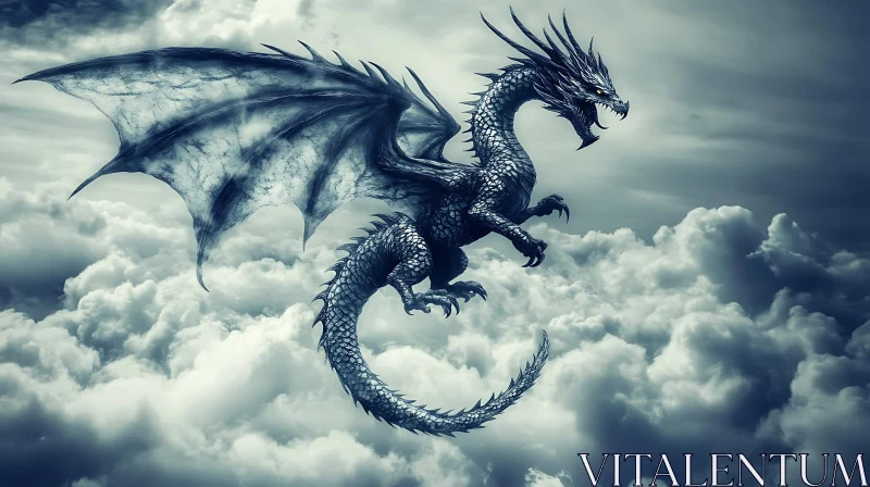 AI ART Dragon in Flight Over the Clouds