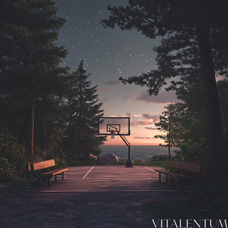 AI ART Tranquil Basketball Setting