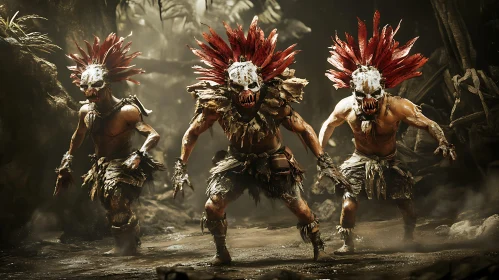 Jungle Warriors with Feathered Masks