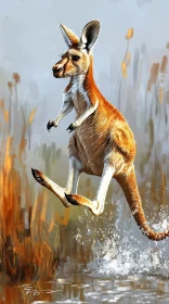 Energetic Kangaroo in Nature