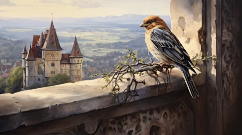 Bird Overlooking the Castle Landscape