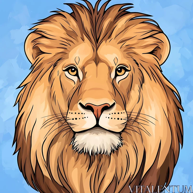 AI ART Lion Head Illustration