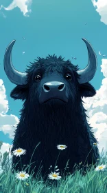 Charming Buffalo with Daisies