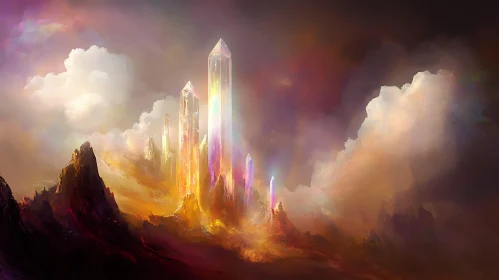 Mystical Crystal Landscape Painting