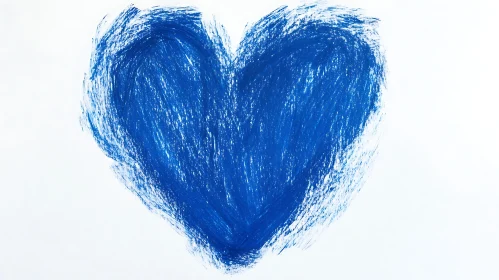 Minimalist Blue Heart on White Canvas