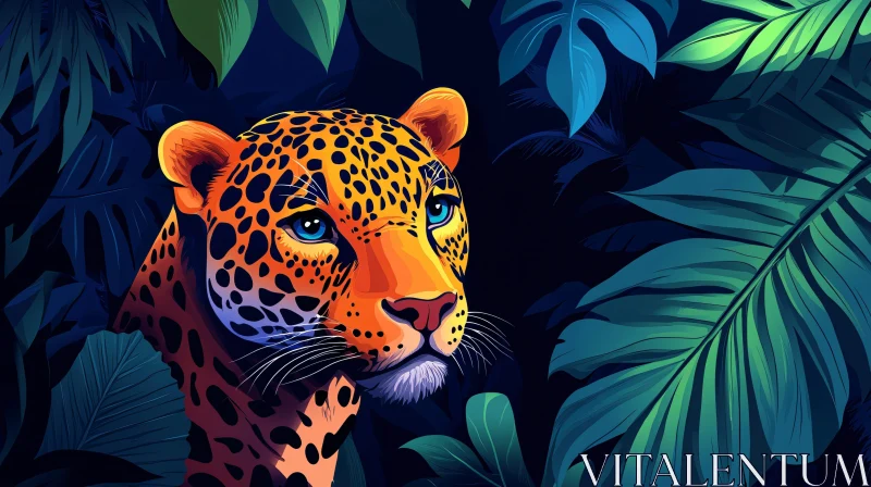 Illustrated Leopard Portrait AI Image