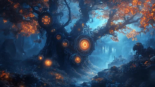 Mystical Steampunk Tree Artwork