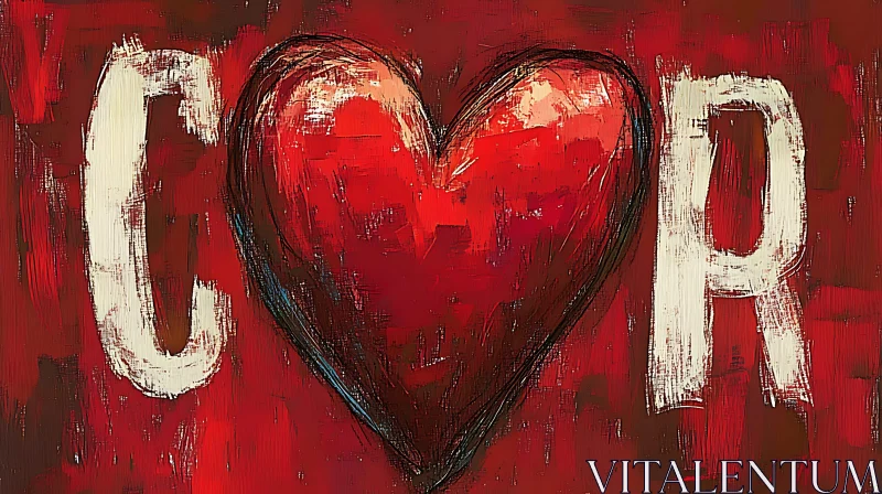 AI ART Heart and Letters - Red Passion