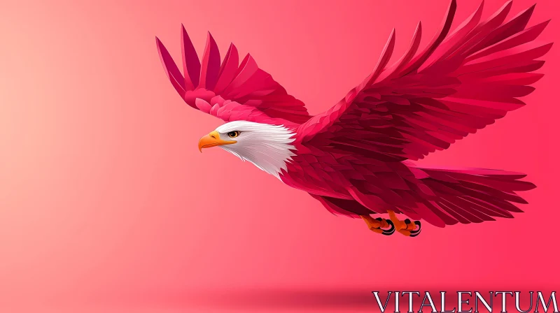 Artistic Eagle Illustration on Pink AI Image