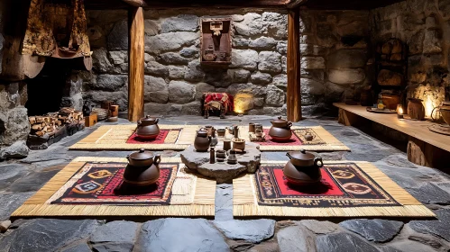 Traditional Pottery in Stone Interior