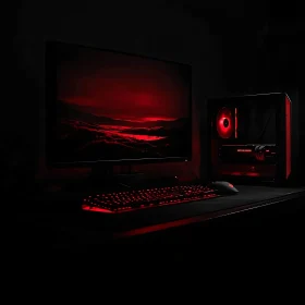 Red Backlit Gaming Desk